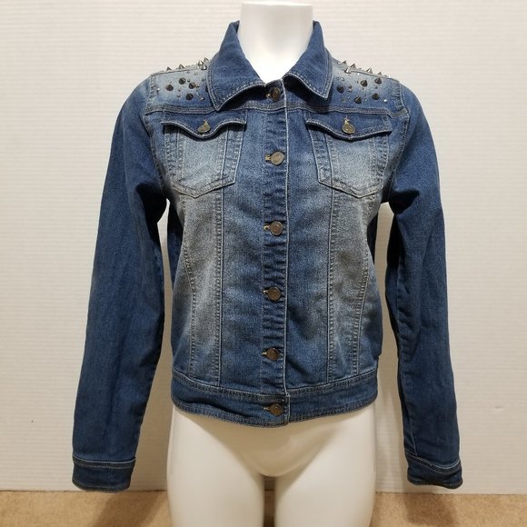 Urban Groove jacket Small Studded Denim jean spikes embellished punk subculture - Picture 1 of 16